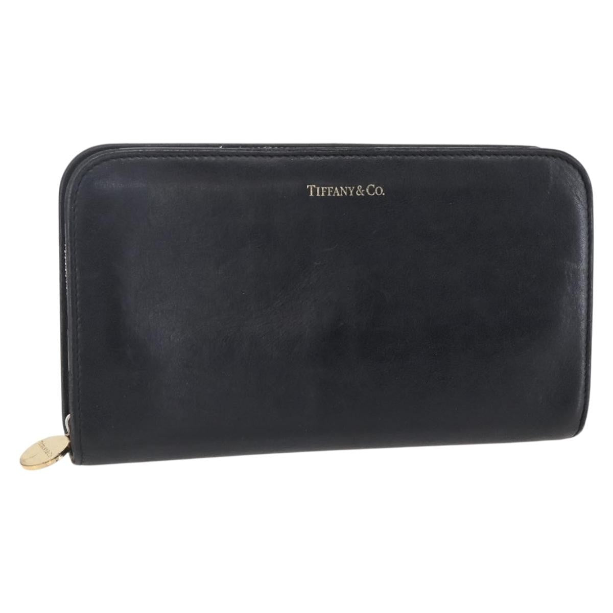 Tiffany & Co. Zip Around Leather Black Leather Wallets Accessory (Pre-Owned)