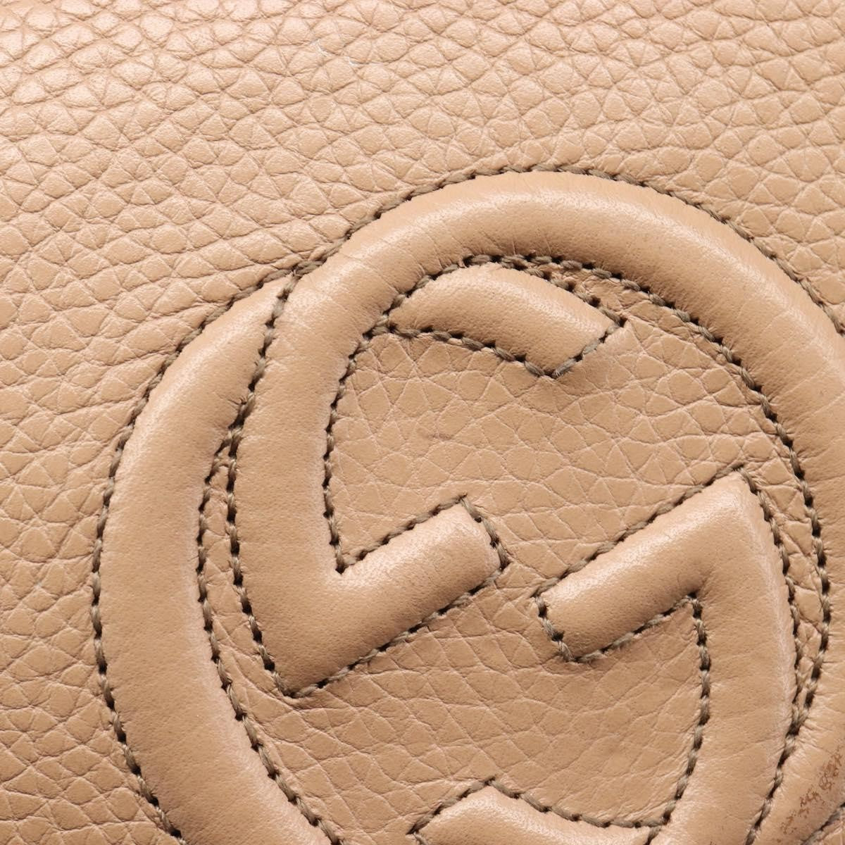 Gucci Soho Wallet On Chain Leather Beige Leather Shoulder Bag Bag (Pre-Owned)