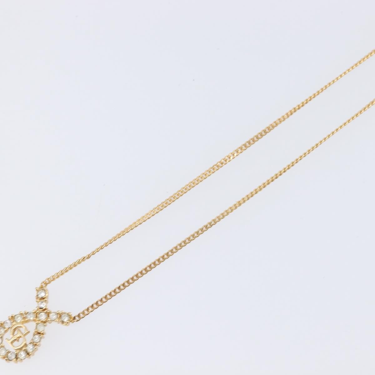 Christian Dior Cd Long Metal With Beads Gold Metal Necklace Jewelry (Pre-Owned)