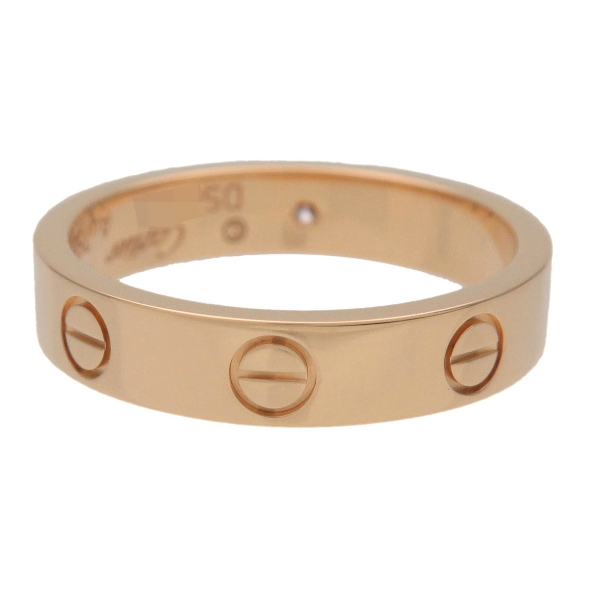 Cartier Love Wedding Band 1 Diamond 18K Rose Gold With Diamond Gold Yellow_Gold Ring Jewelry (Pre-Owned)