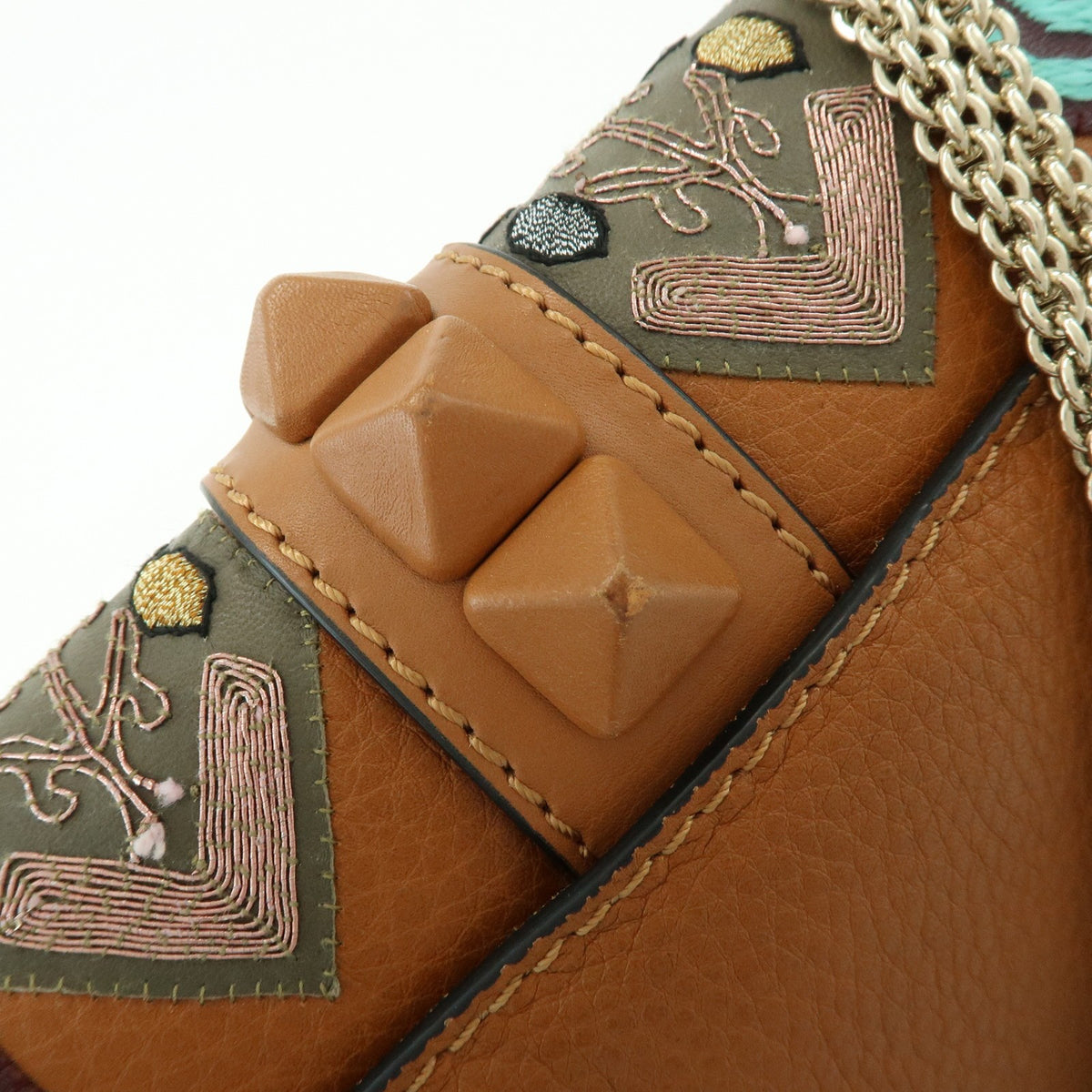 Valentino Garavani Glam Lock Leather Brown Leather Shoulder Bag Bag (Pre-Owned)