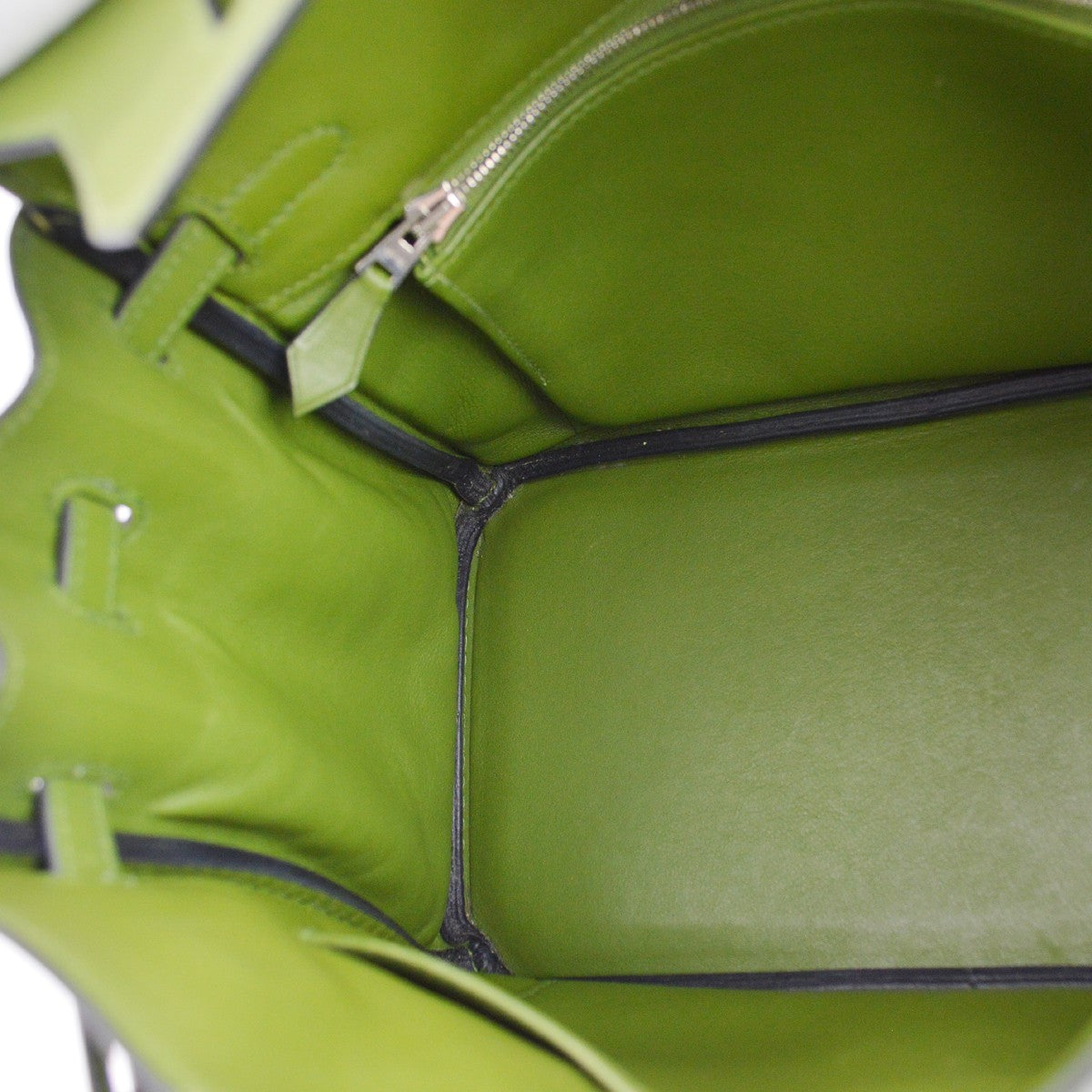 Hermes Birkin Green Swift With Palladium Hardware Green Leather Handbag (Pre-Owned)