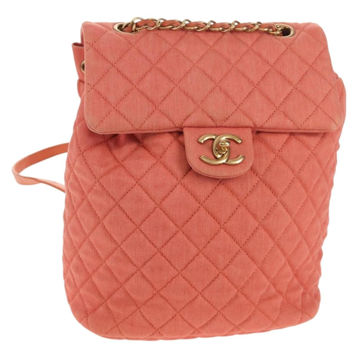 Chanel Vintage Flap Denim Pink Denim_Jeans Backpack Bag (Pre-Owned)