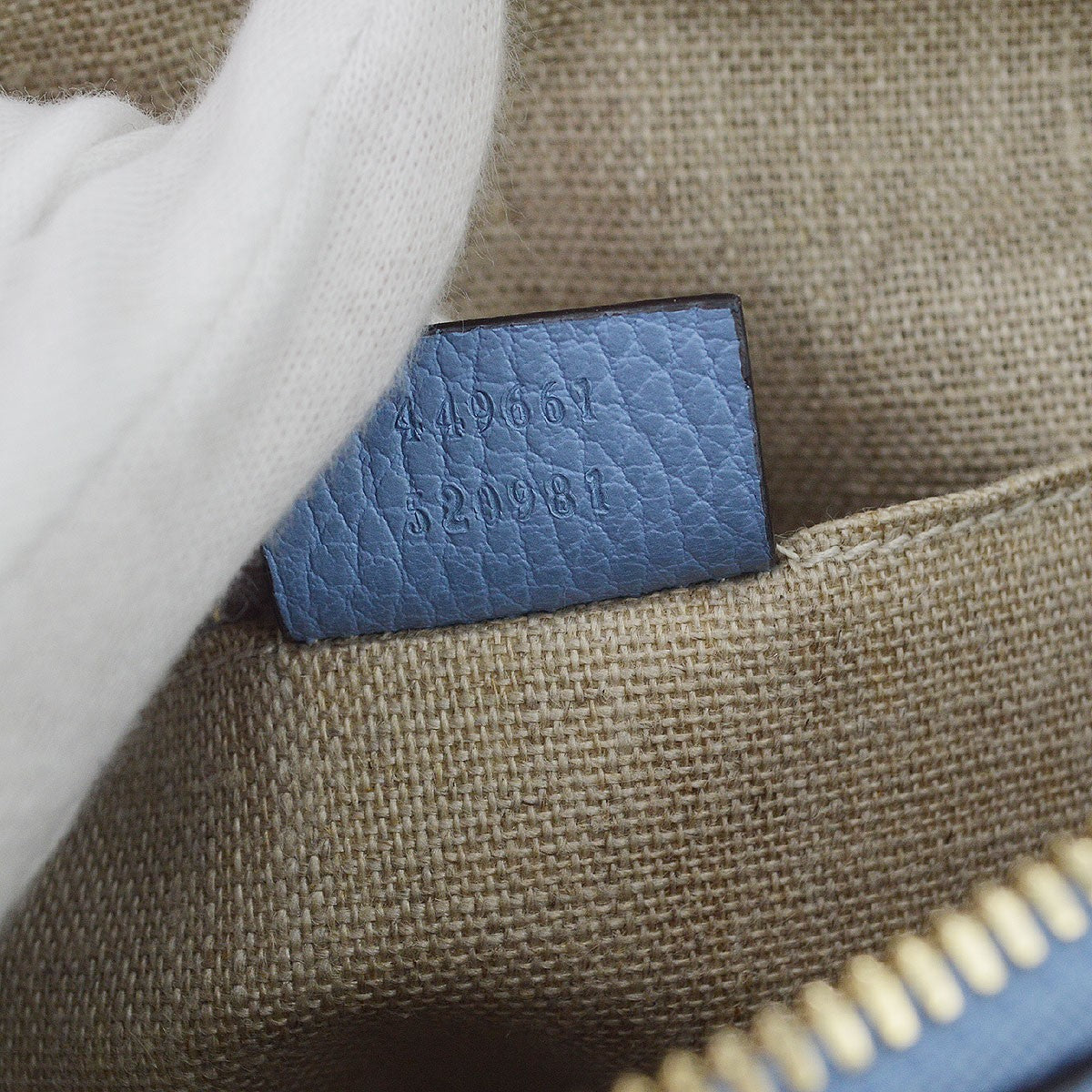 Gucci Interlocking Top Handle Leather Blue Leather Handbag (Pre-Owned)