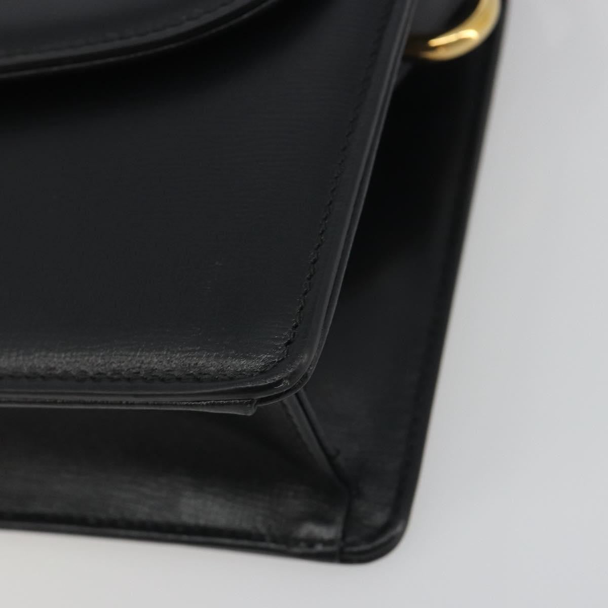 Gucci Gg Ring Leather Black Leather Shoulder Bag Bag (Pre-Owned)