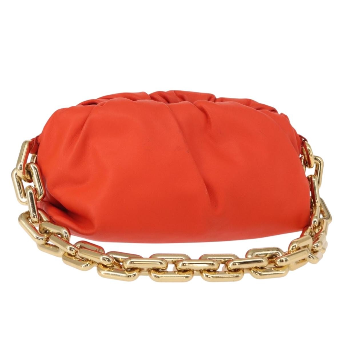Bottega Veneta The Chain Leather Orange Leather Clutche & Pouche Bag (Pre-Owned)