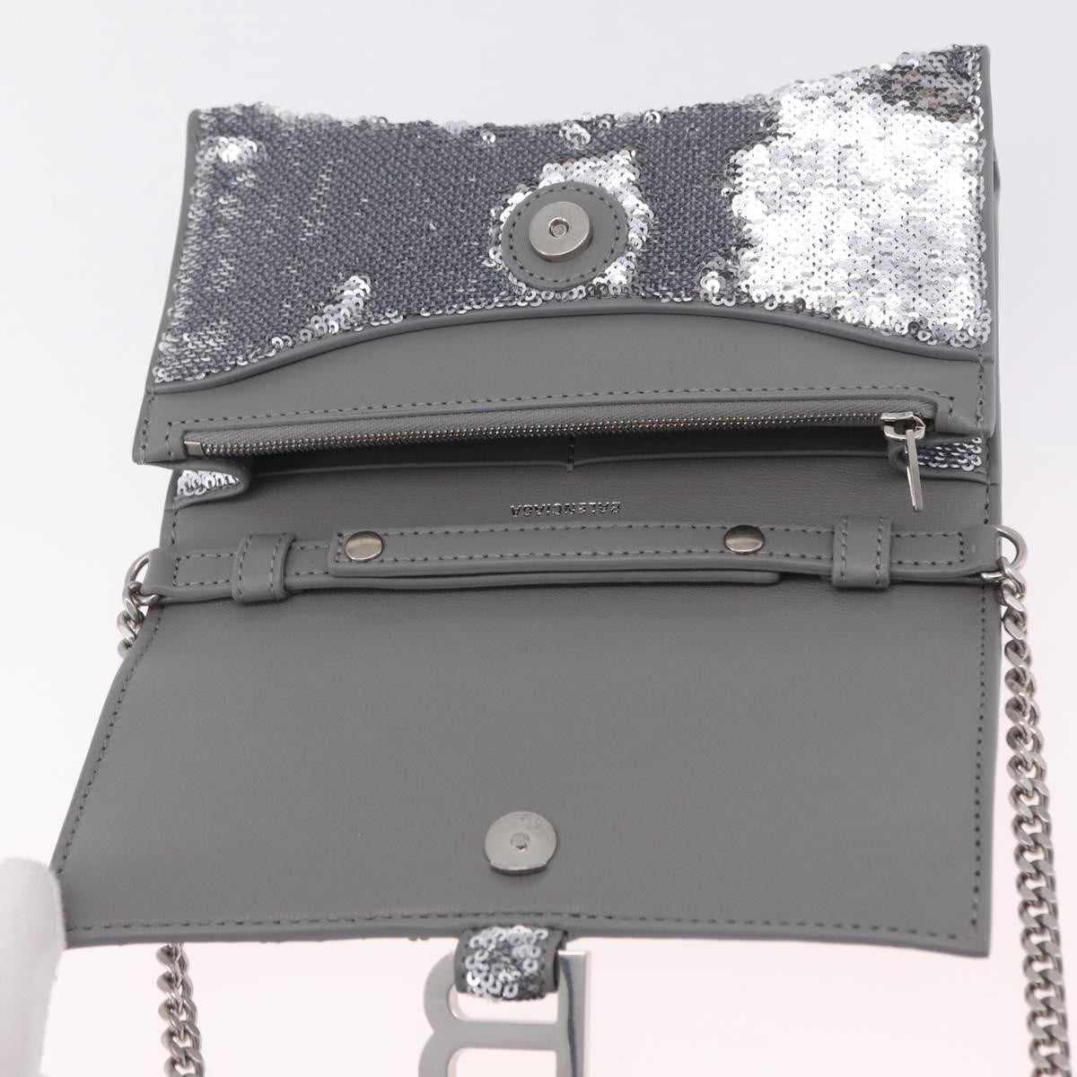 Balenciaga Hourglass Chain Leather With Sequins Silver Leather Crossbody Bag Bag (Pre-Owned)