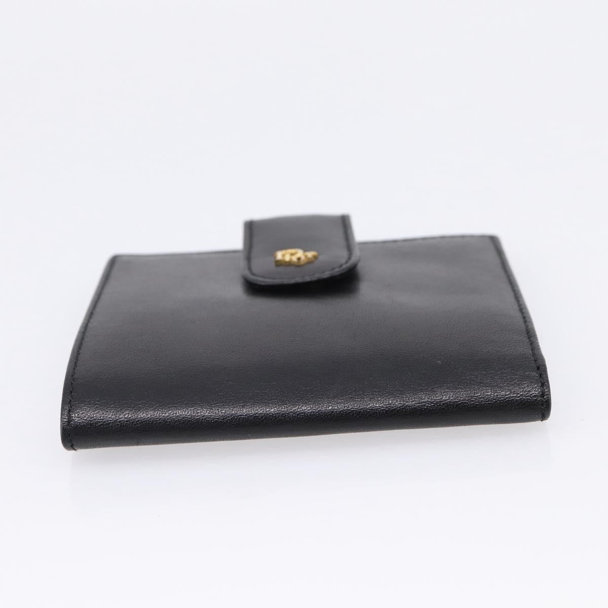 Christian Dior Bifold Card Holder Leather Black Leather Card Holders Accessory (Pre-Owned)
