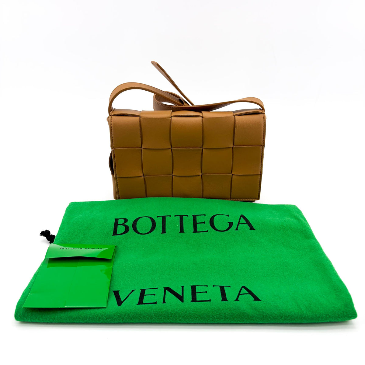 Bottega Veneta Cassette Zip Maxi Intrecciato Webbed Canvas Brown Leather Crossbody Bag Bag (Pre-Owned)