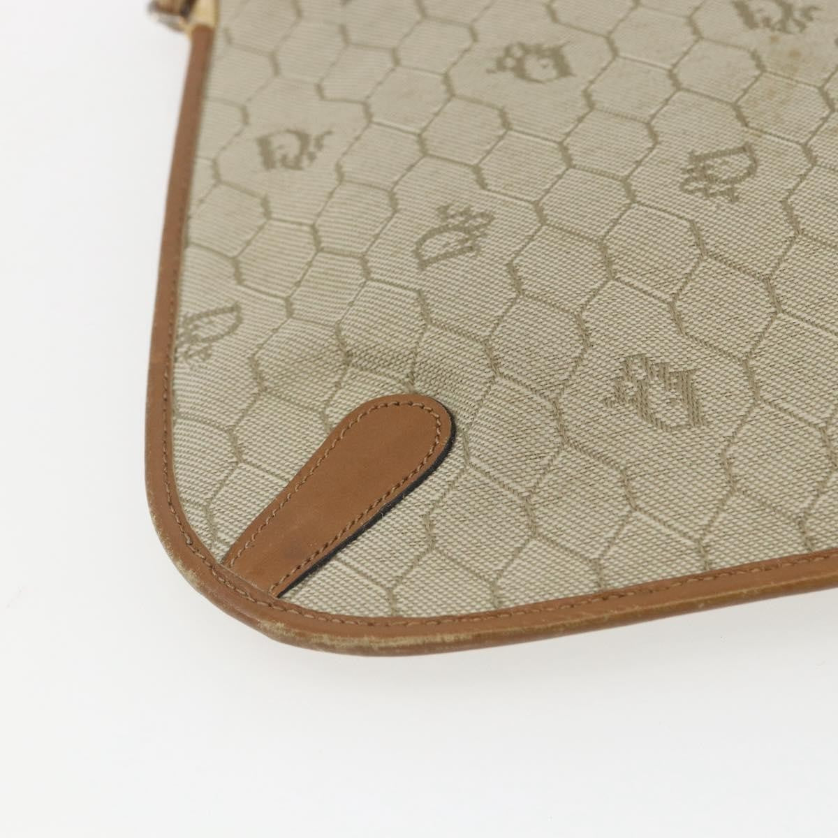 Christian Dior Vintage Honeycomb Canvas And Leather Beige Canvas Shoulder Bag Bag (Pre-Owned)
