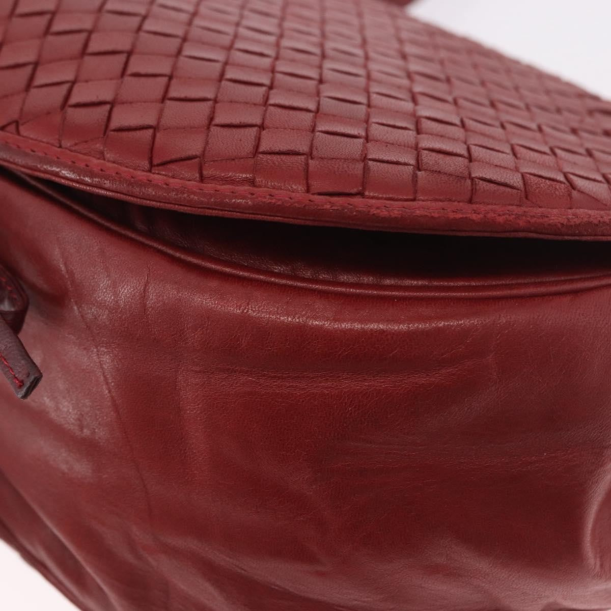 Bottega Veneta Flap Intrecciato Nappa Red Leather Shoulder Bag Bag (Pre-Owned)