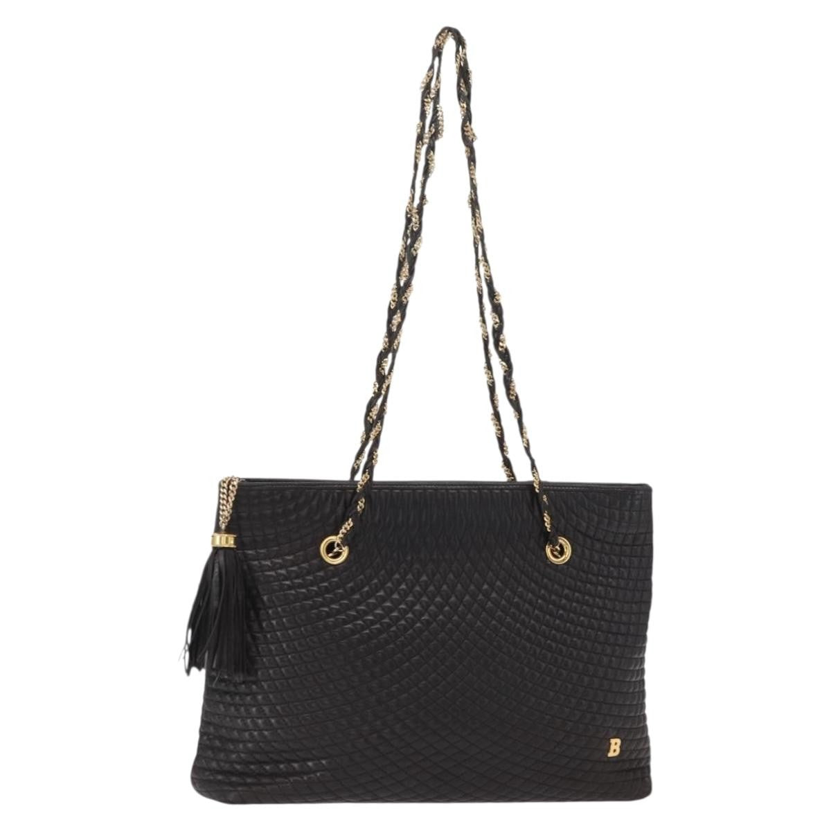 Bally Vintage Leather Black Leather Shoulder Bag Bag (Pre-Owned)