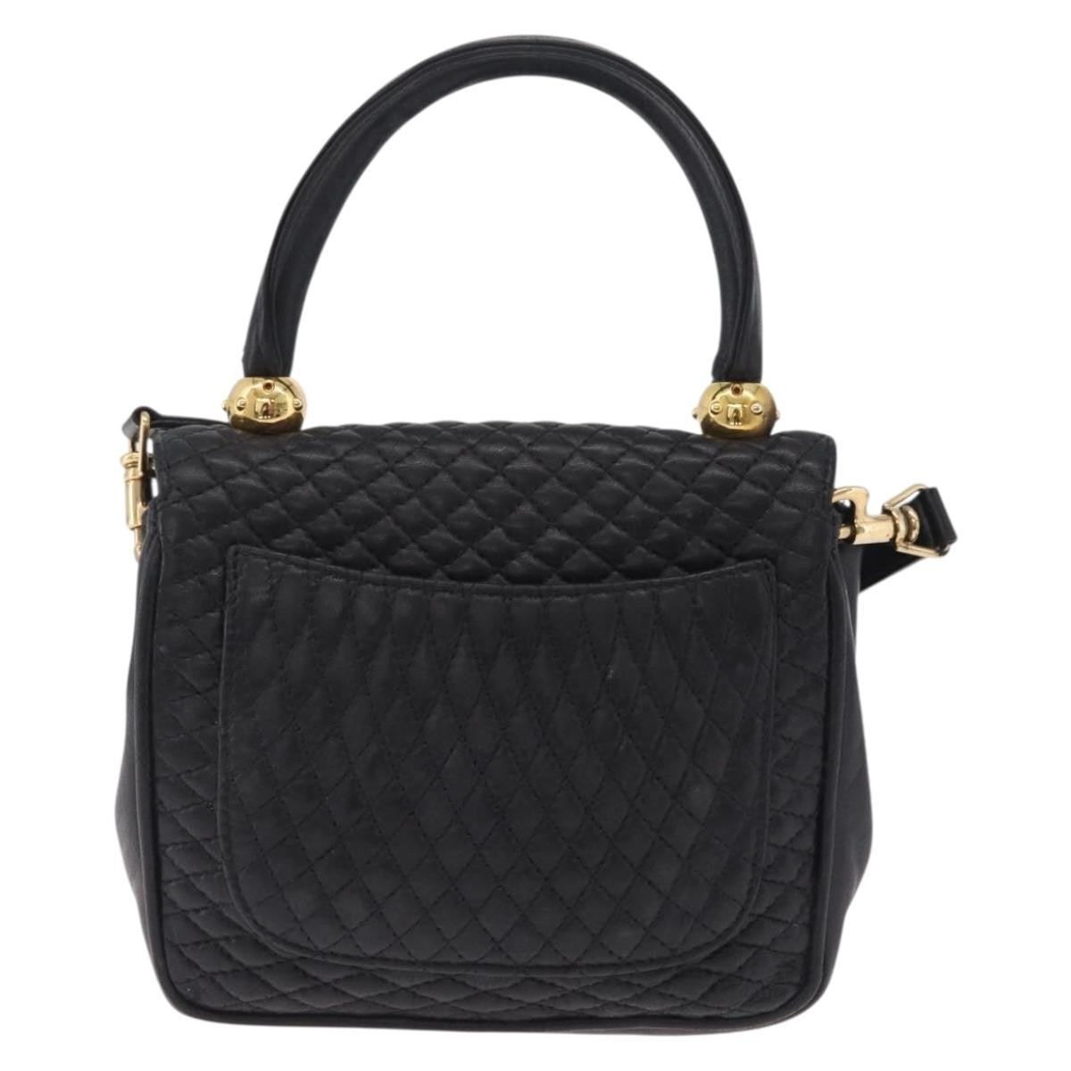 Bally Handbag Leather Black Leather Handbag (Pre-Owned)