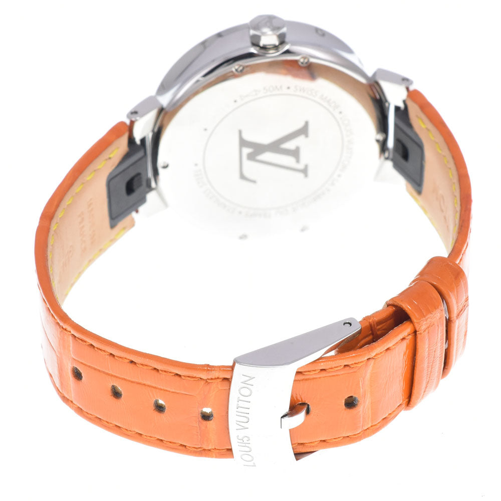 Louis Vuitton Tambour Moon Divine Quartz Stainless Steel And Monogram Canvas With Diamond Markers Watch (Pre-Owned)