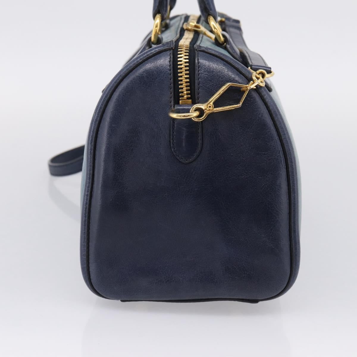 Miu Miu Beau Top Handle Leather Navy Leather Handbag (Pre-Owned)