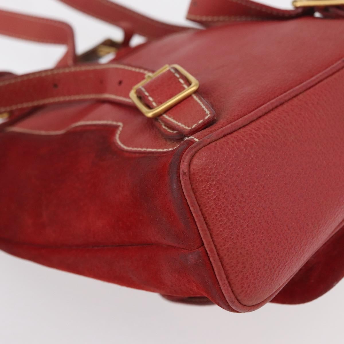 Gucci Vintage Bamboo Leather Red Leather Backpack Bag (Pre-Owned)
