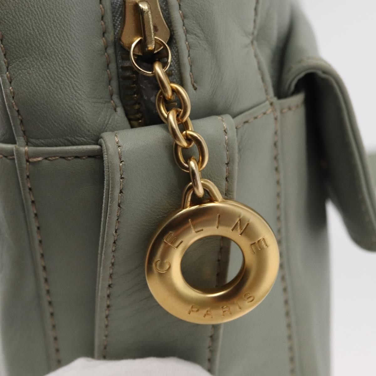 Celine Circle Logo Leather Green Leather Shoulder Bag Bag (Pre-Owned)
