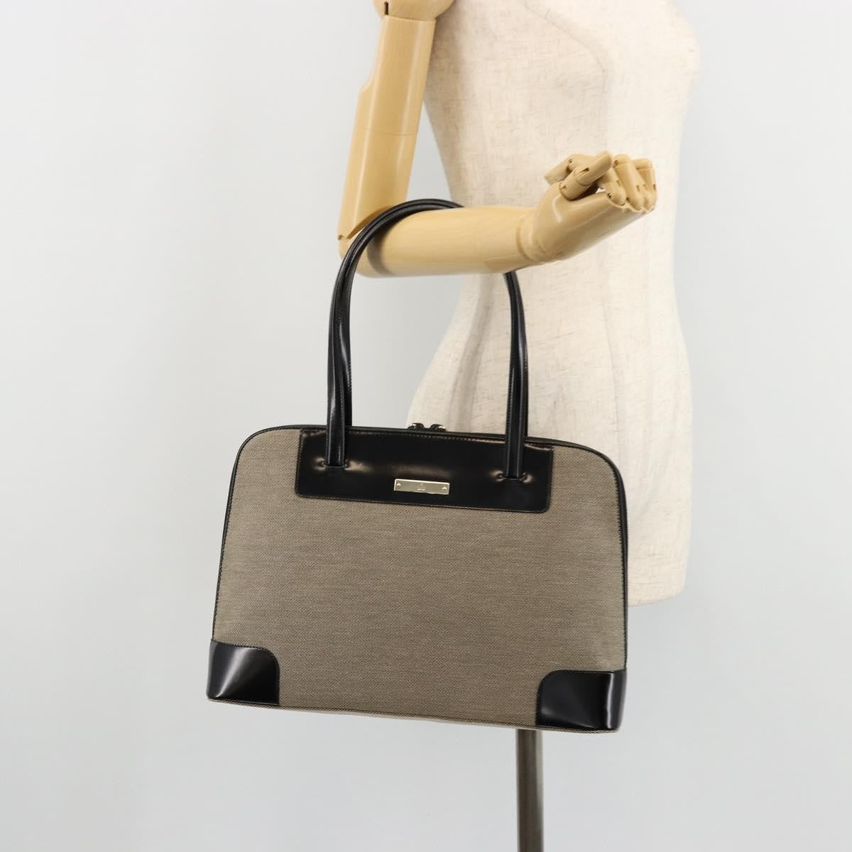 Gucci Open Tote Gg Canvas And Leather Beige Canvas Handbag (Pre-Owned)