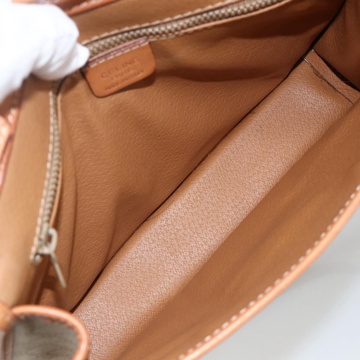 Celine Vintage Macadam Circle Logo Canvas And Leather Beige Canvas Shoulder Bag Bag (Pre-Owned)