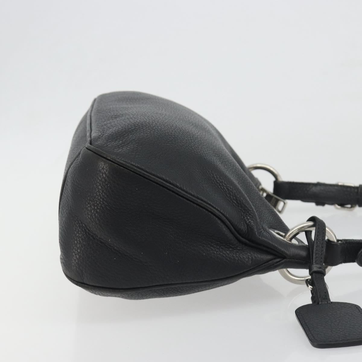 Prada Vitellino Mordo Hobo Leather Black Leather Shoulder Bag Bag (Pre-Owned)