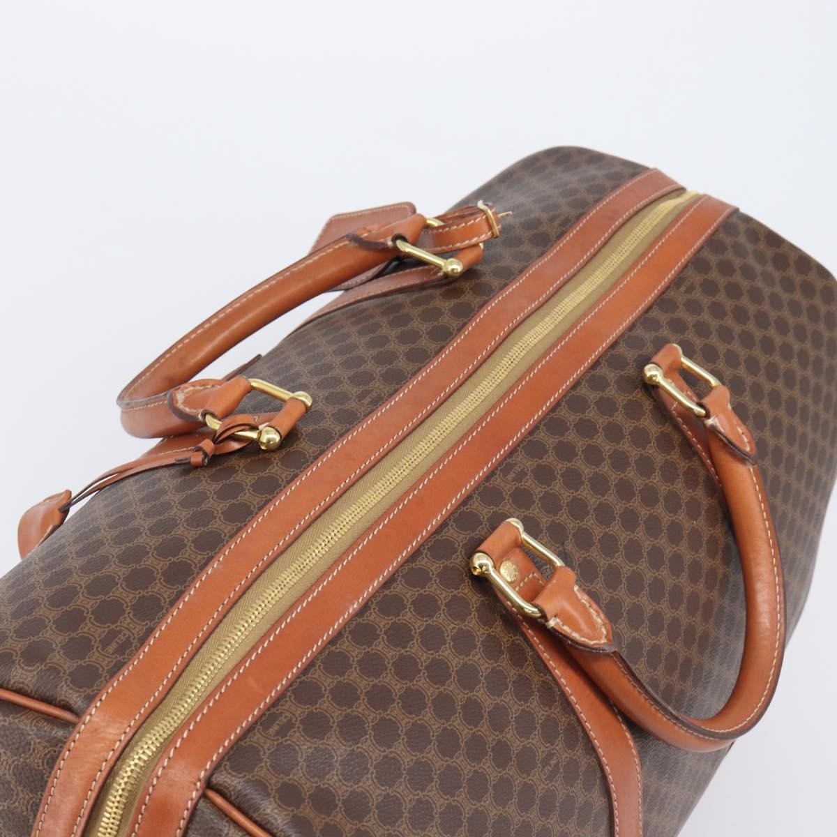 Celine Vintage Duffle Macadam Coated Canvas Brown Canvas Handbag (Pre-Owned)