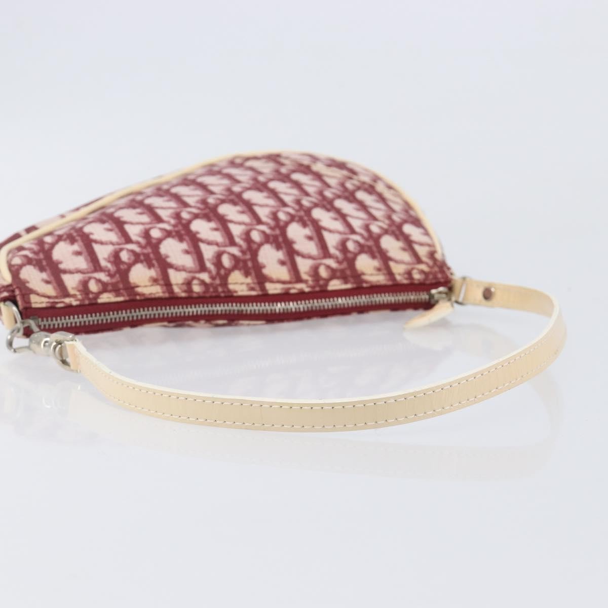 Christian Dior Vintage Saddle Bag Canvas Red Canvas Clutche & Pouche Bag (Pre-Owned)