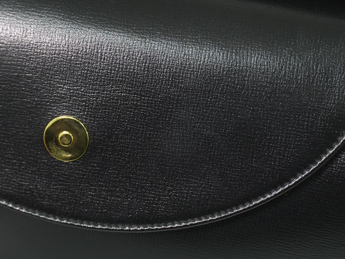 Gucci Marina Chain Leather Black Leather Shoulder Bag Bag (Pre-Owned)
