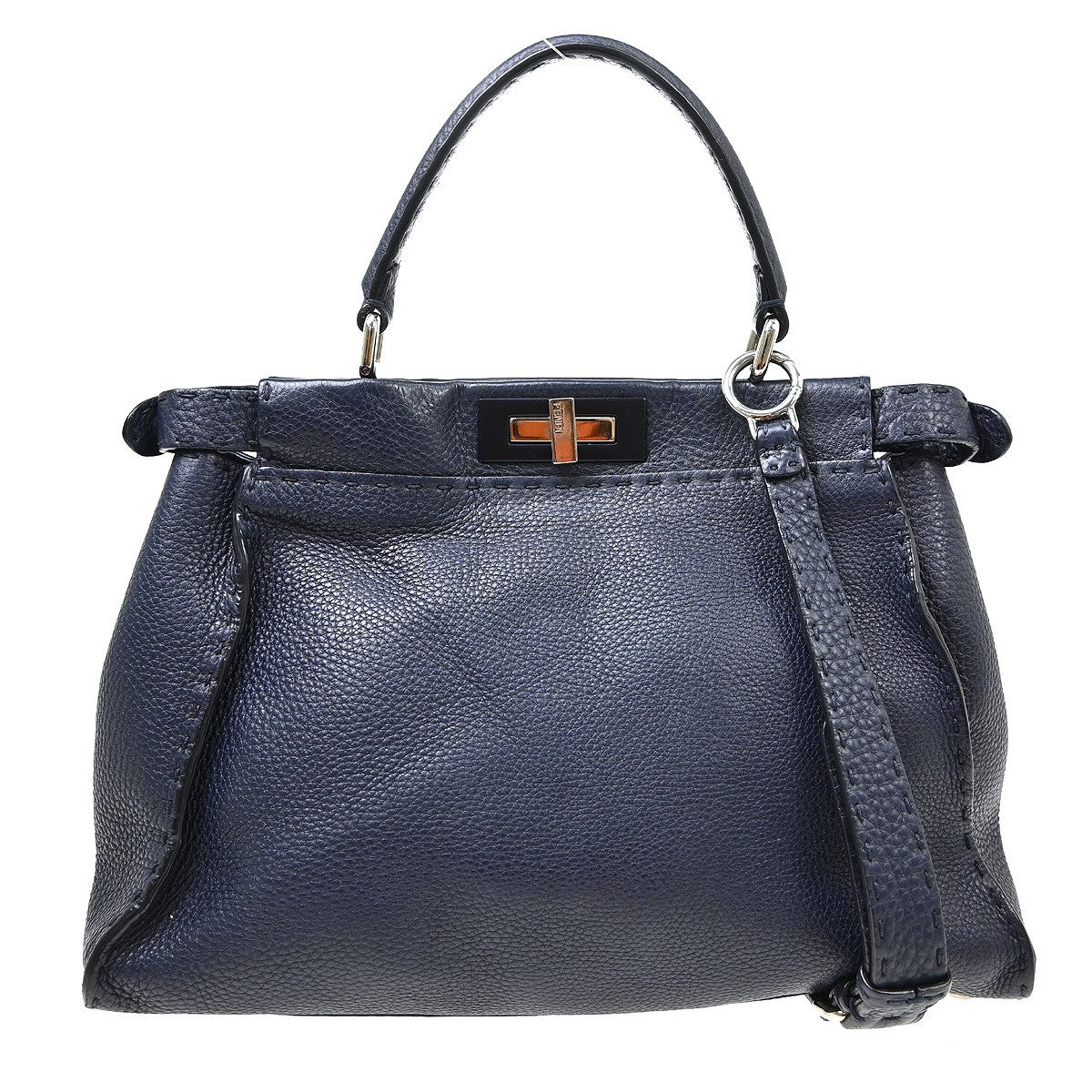 Fendi Peekaboo Soft Leather Navy Leather Handbag (Pre-Owned)