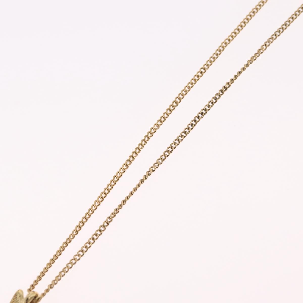 Christian Dior Round Logo Pendant Metal With Crystal Gold Metal Necklace Jewelry (Pre-Owned)