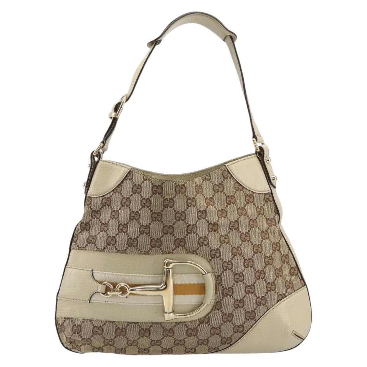 Gucci Hasler Hobo Gg Canvas Beige Canvas Shoulder Bag Bag (Pre-Owned)