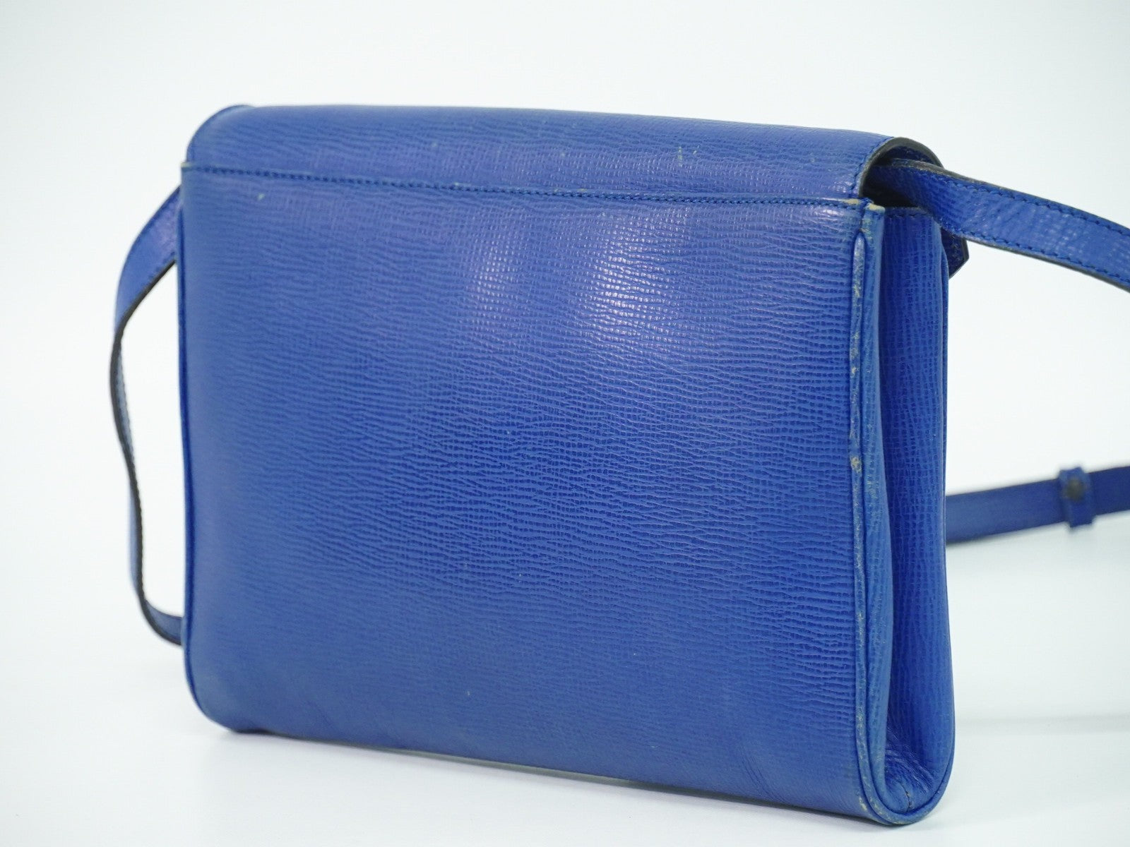 Celine Circle Logo Leather Blue Leather Shoulder Bag Bag (Pre-Owned)