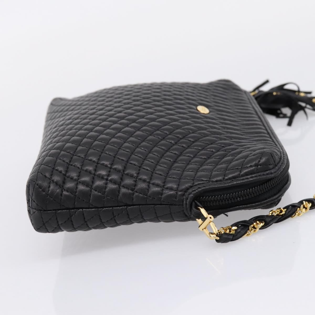 Bally Vintage Chain Quilted Leather Black Leather Shoulder Bag Bag (Pre-Owned)