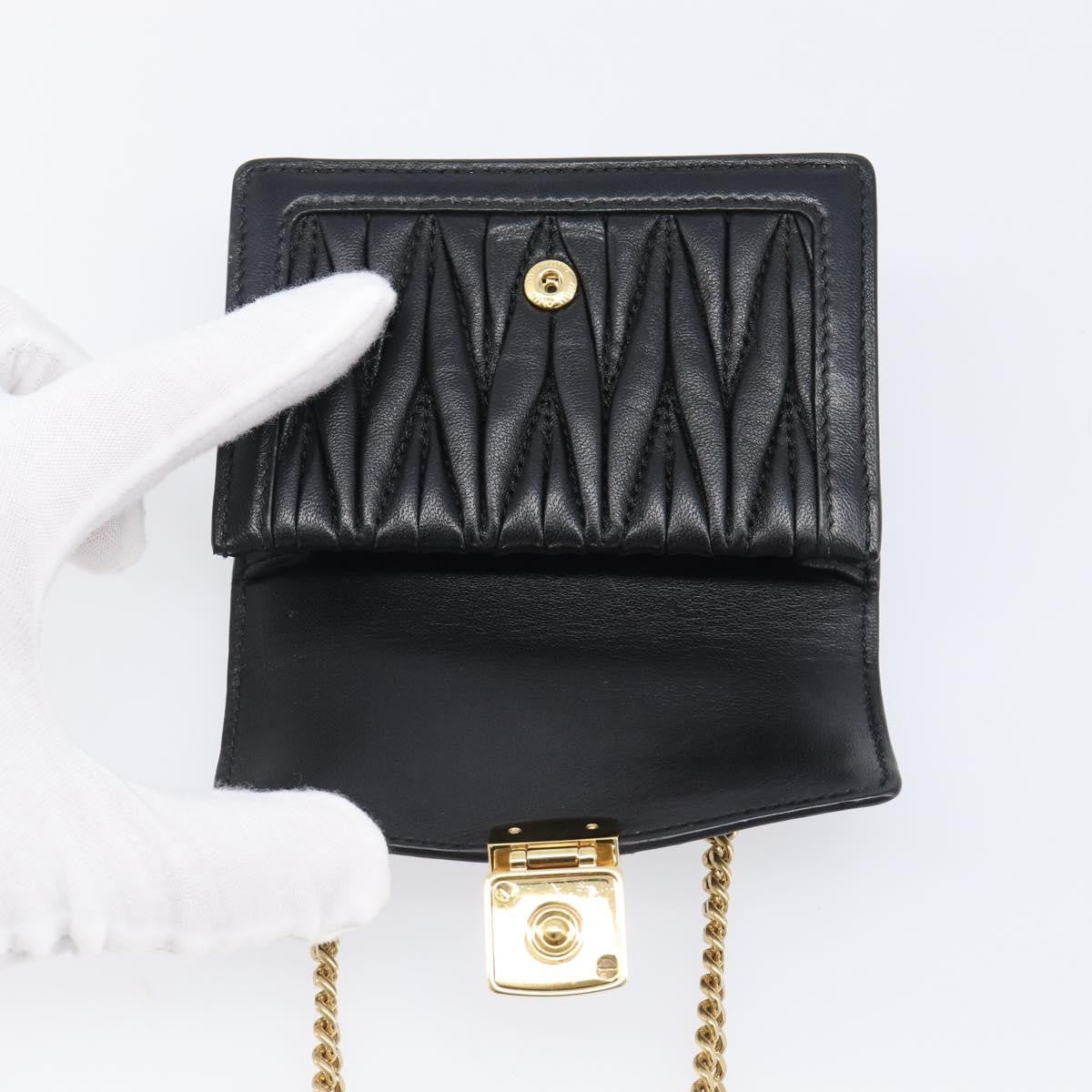 Miu Miu Biker Chain Matelasse Leather Black Leather Shoulder Bag Bag (Pre-Owned)