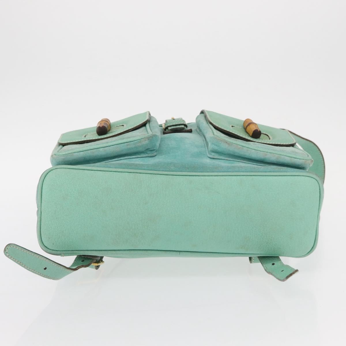 Gucci Vintage Bamboo Suede Green Suede Backpack Bag (Pre-Owned)