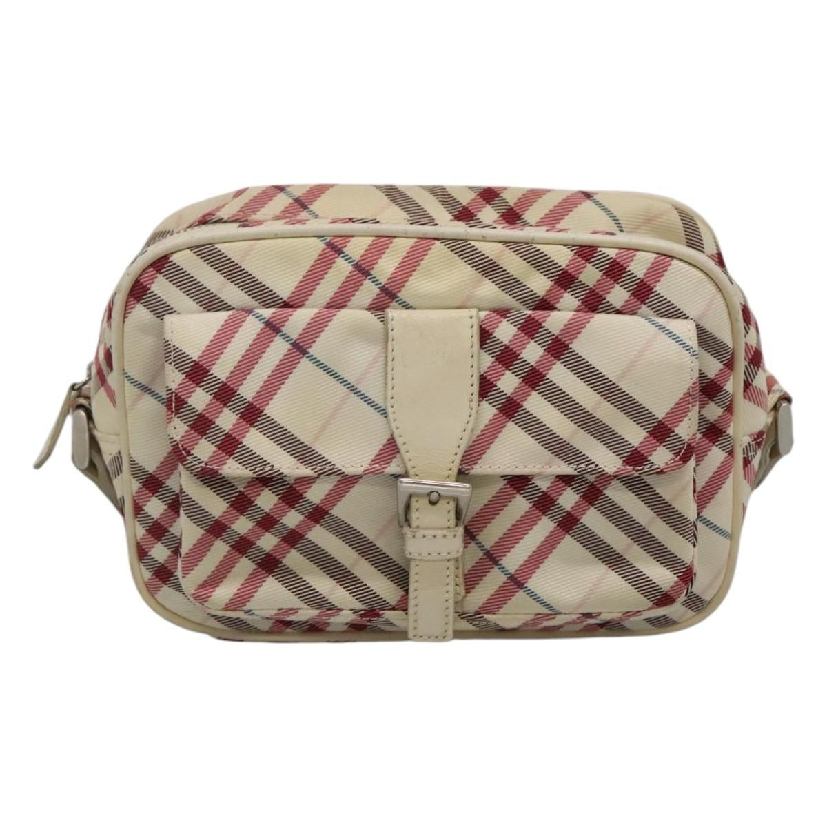 Burberry Nova Check Blue Label Nylon White Nylon Shoulder Bag Bag (Pre-Owned)