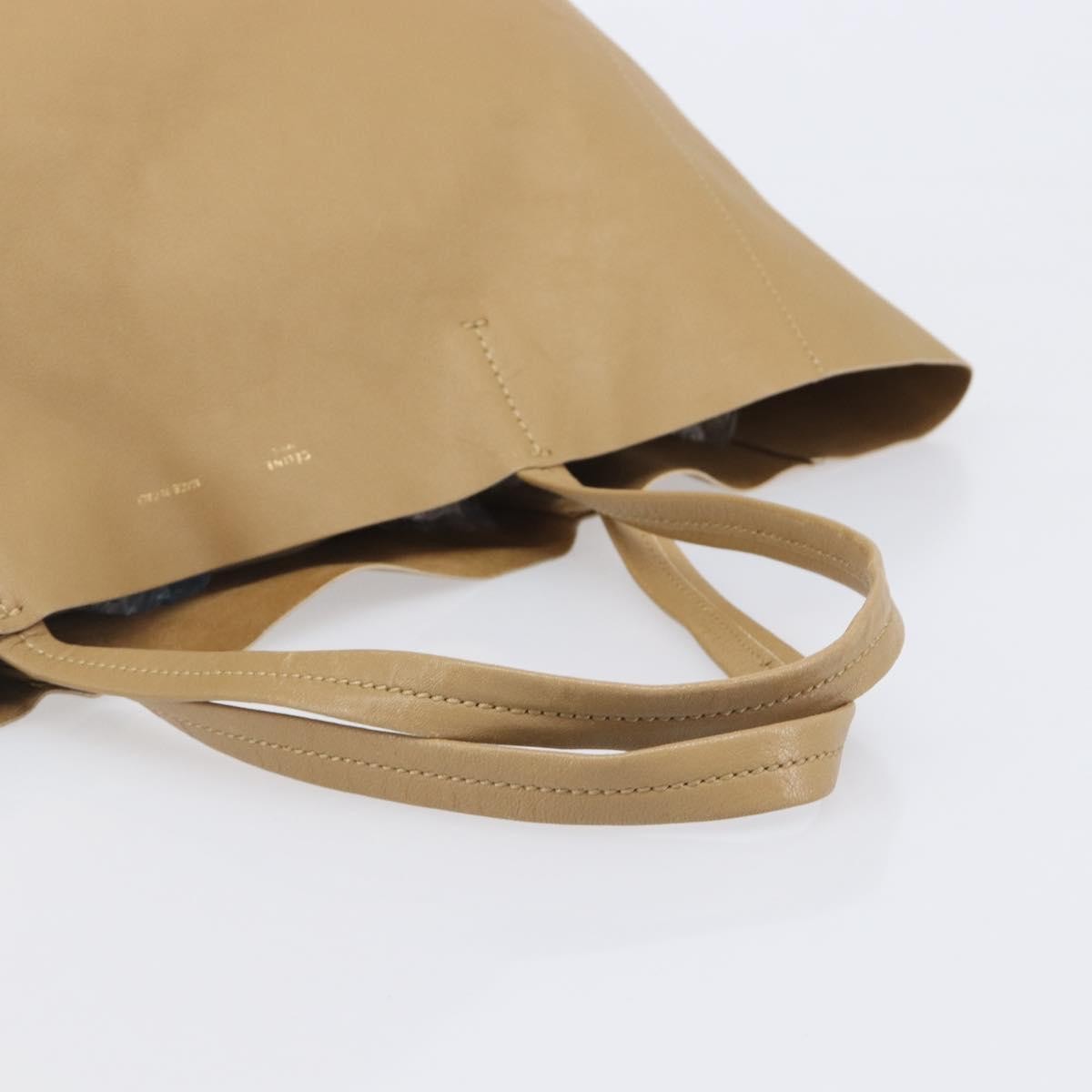 Celine Horizontal Bi-Cabas Leather Beige Leather Tote Bag Bag (Pre-Owned)
