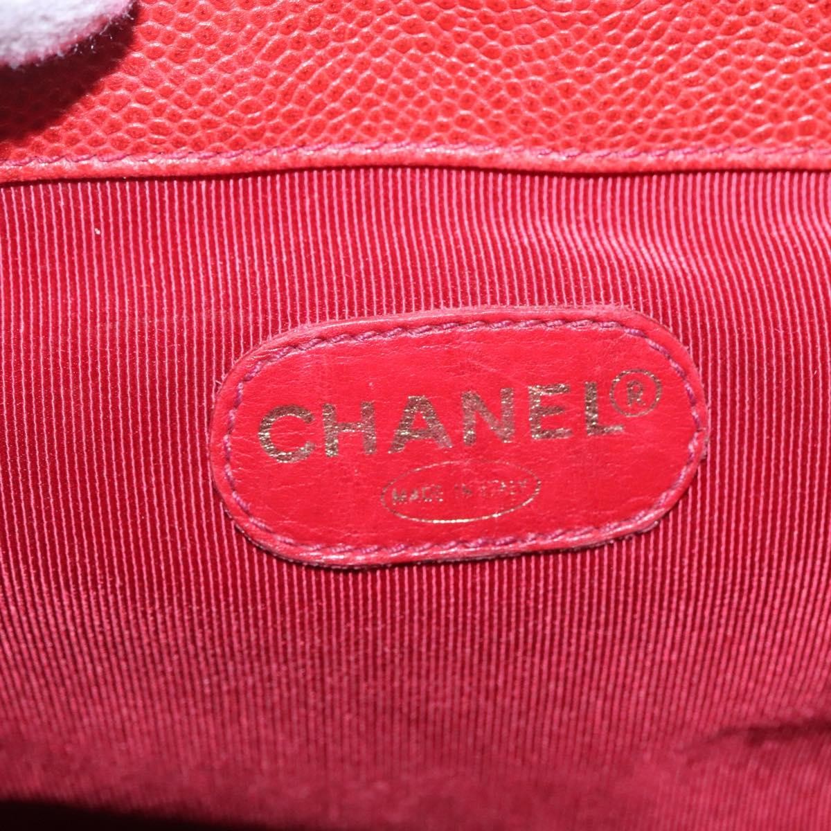Chanel Vintage Caviar Red Leather Backpack Bag (Pre-Owned)