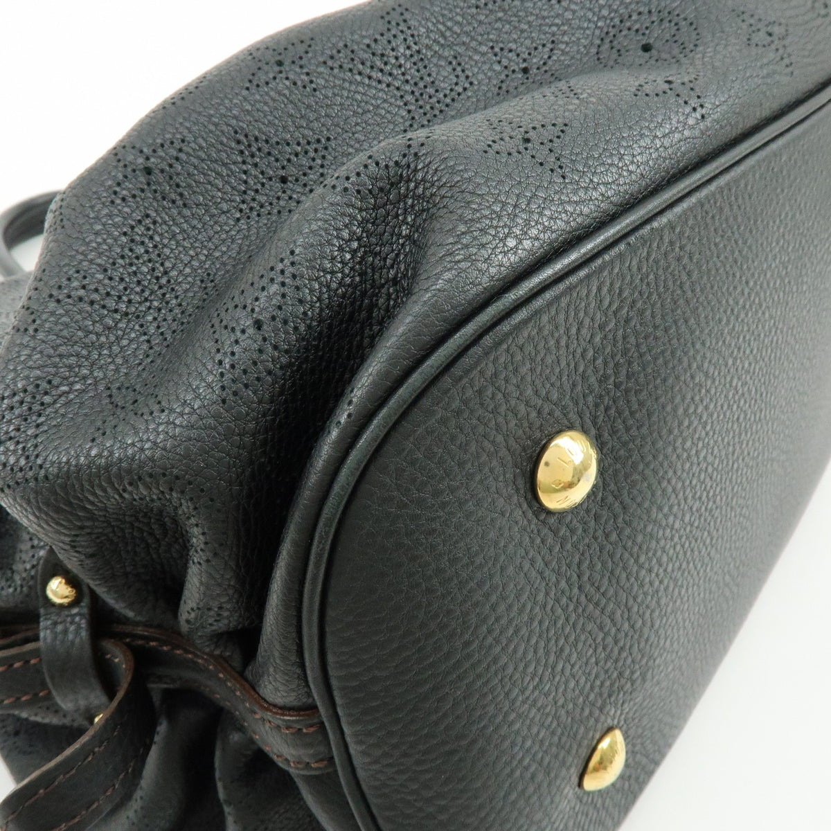 Louis Vuitton L Hobo Mahina Leather Black Leather Shoulder Bag Bag (Pre-Owned)