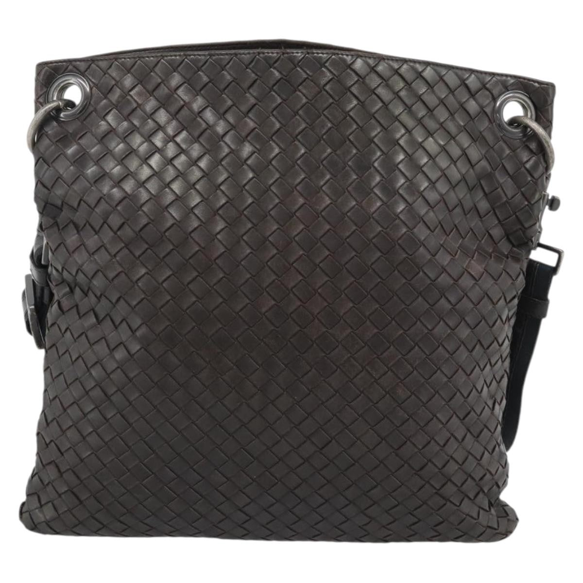 Bottega Veneta Flat Messenger Intrecciato Nappa Brown Leather Crossbody Bag Bag (Pre-Owned)