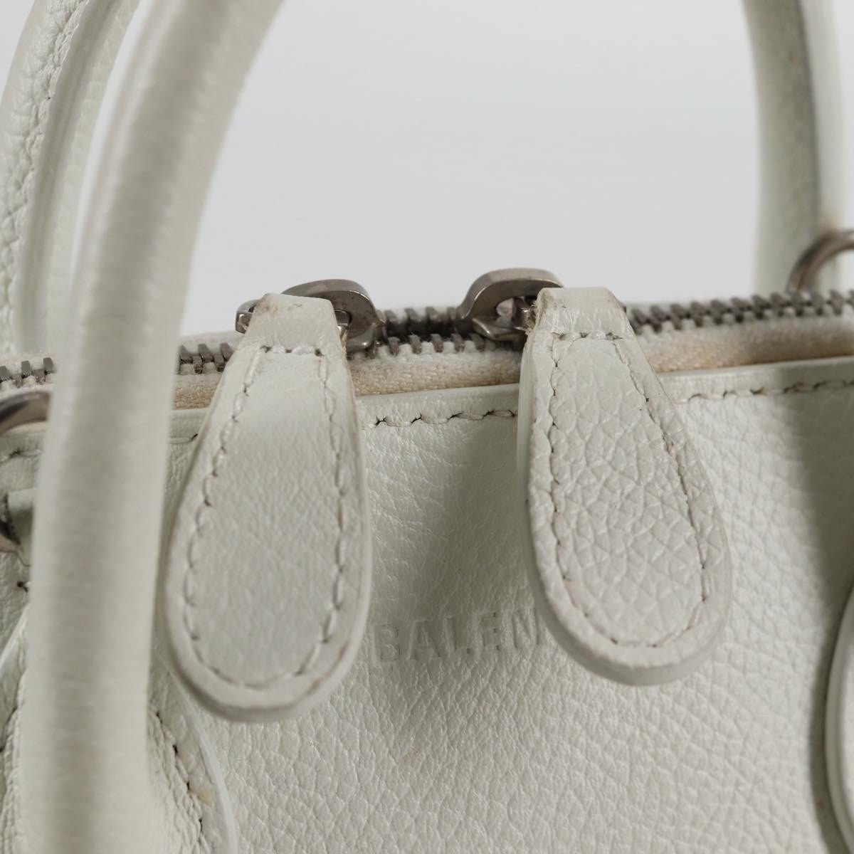 Balenciaga Logo Ville Leather White Leather Handbag (Pre-Owned)