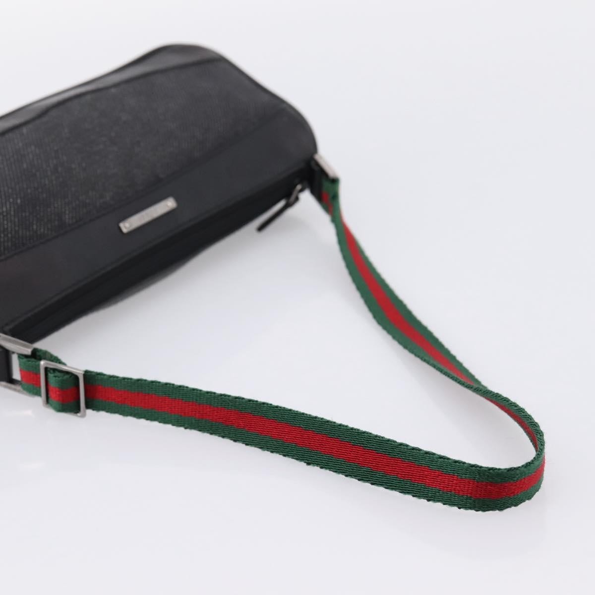 Gucci Web Sherry Line Accessory Pouch Denim & Leather Black Canvas Clutche & Pouche Bag (Pre-Owned)