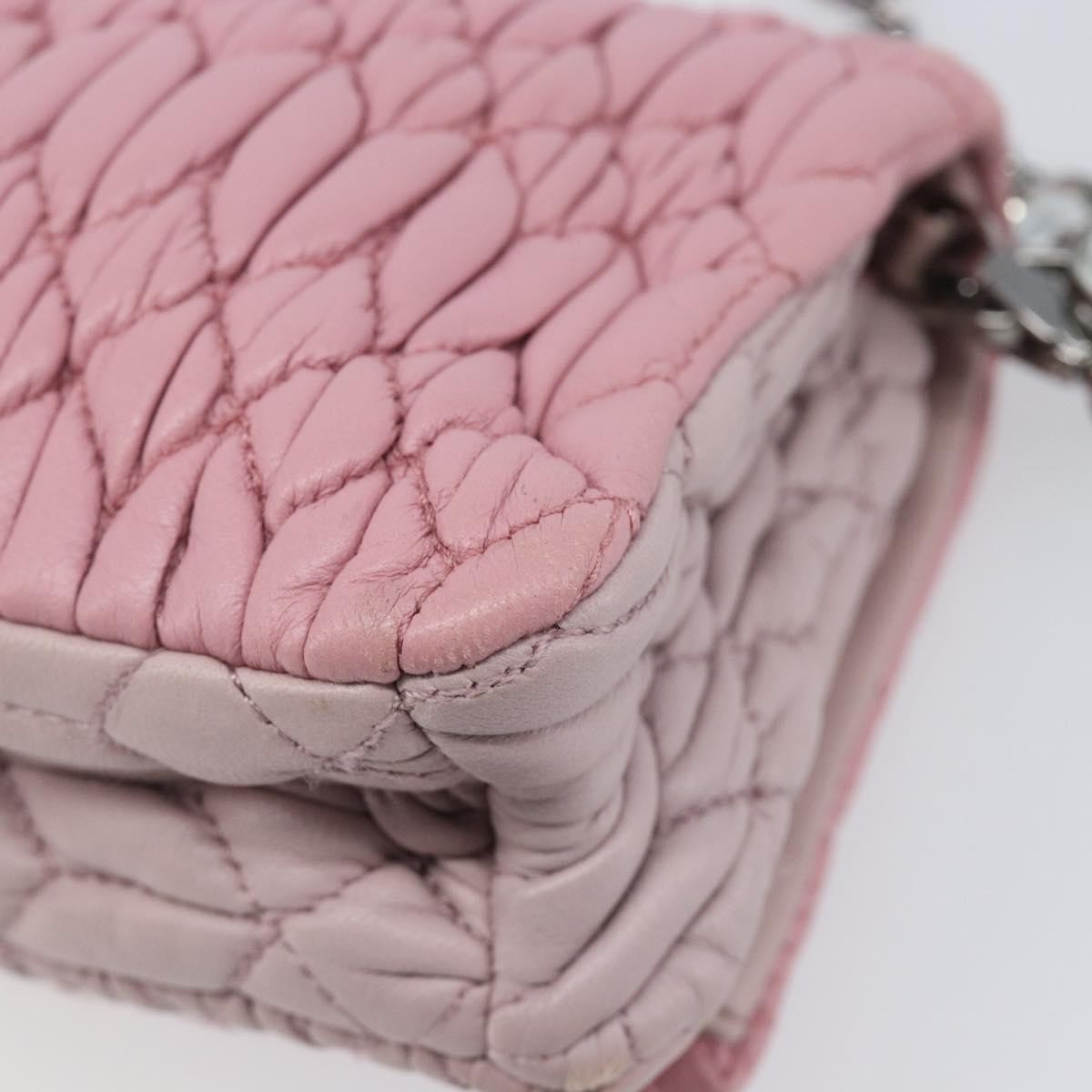 Miu Miu Crystal 2Way Matelasse Leather Pink Leather Clutche & Pouche Bag (Pre-Owned)