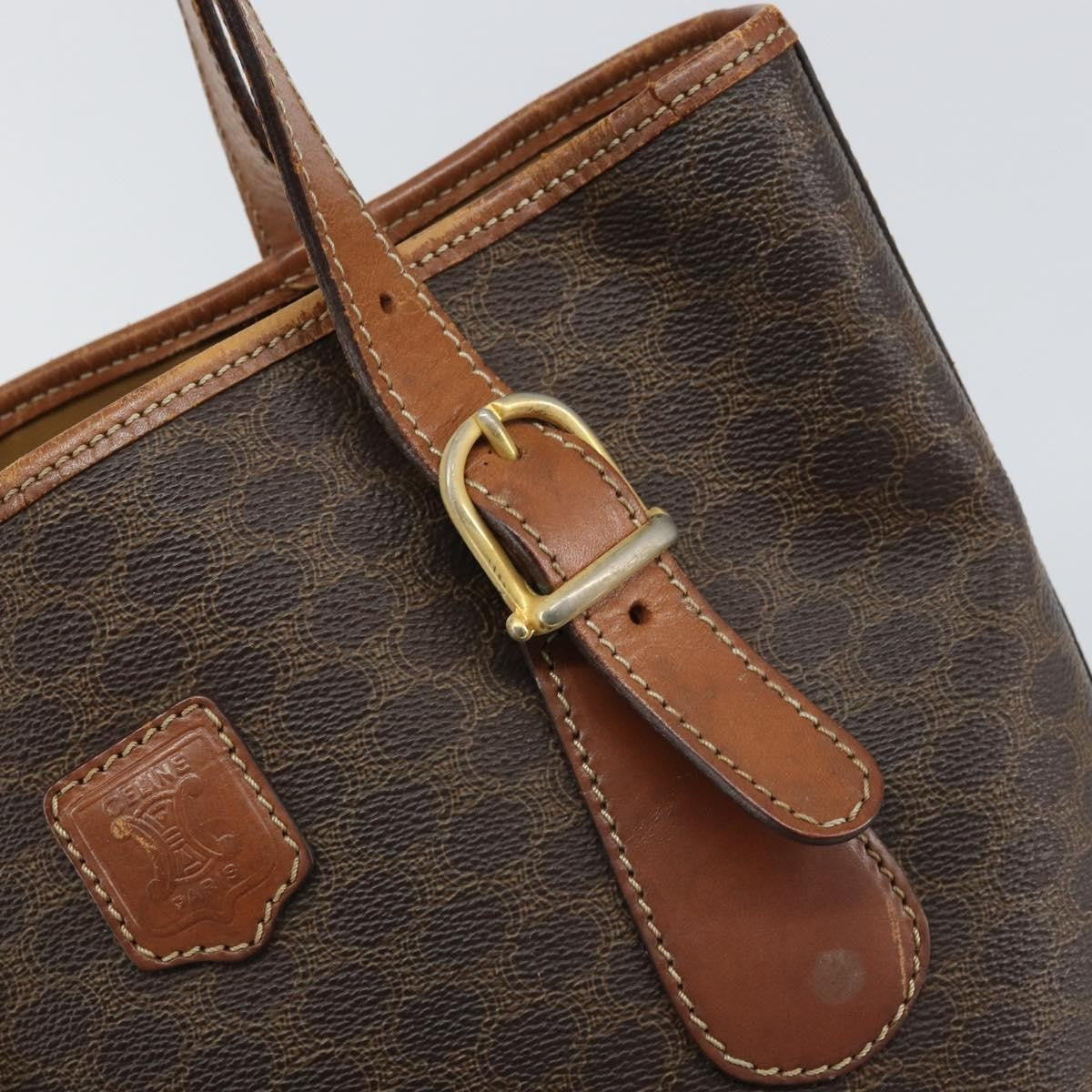 Celine Vintage Macadam Canvas Brown Canvas Shoulder Bag Bag (Pre-Owned)