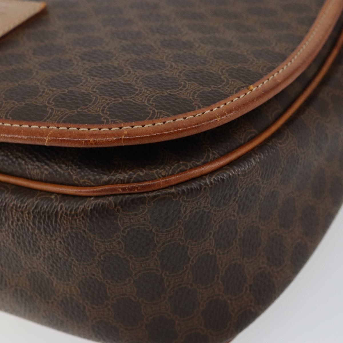 Celine Macadam Shoulder Pvc Leather Brown Canvas Shoulder Bag Bag (Pre-Owned)