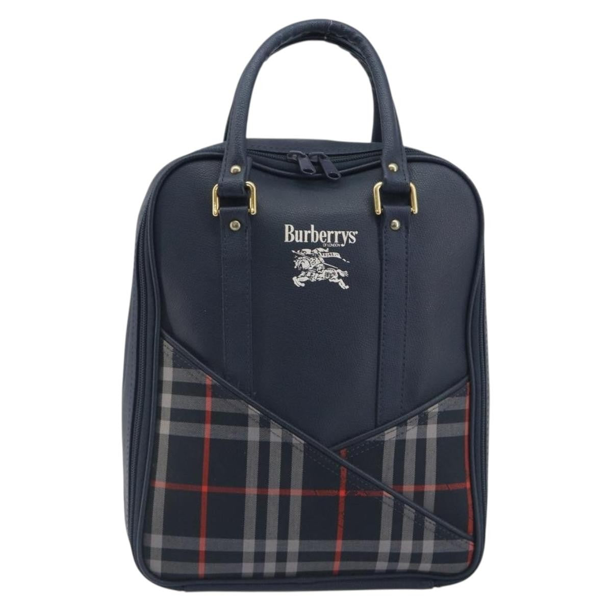 Burberry Nova Check Nova Check Canvas And Leather Navy Leather Handbag (Pre-Owned)