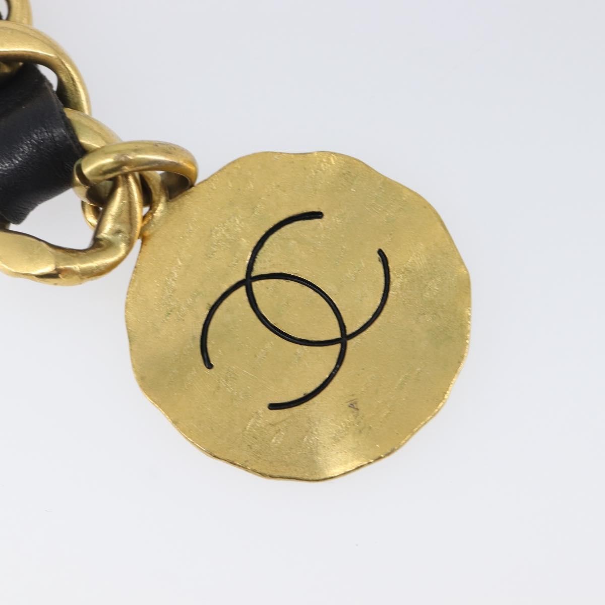 Chanel Vintage Chain Belt Metal And Leather Black Leather Belts Accessory (Pre-Owned)
