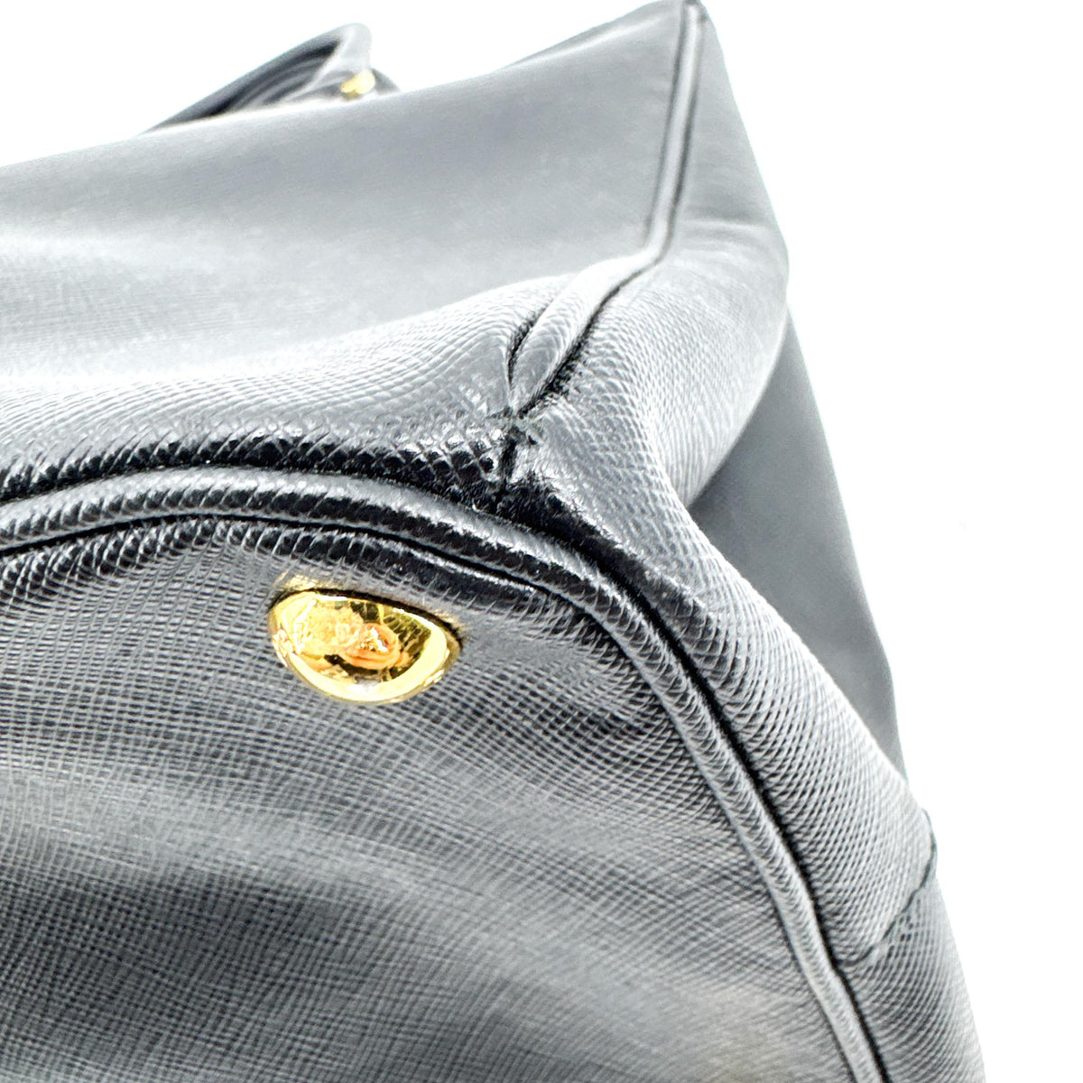 Prada Galliera Saffiano Leather Black Leather Handbag (Pre-Owned)