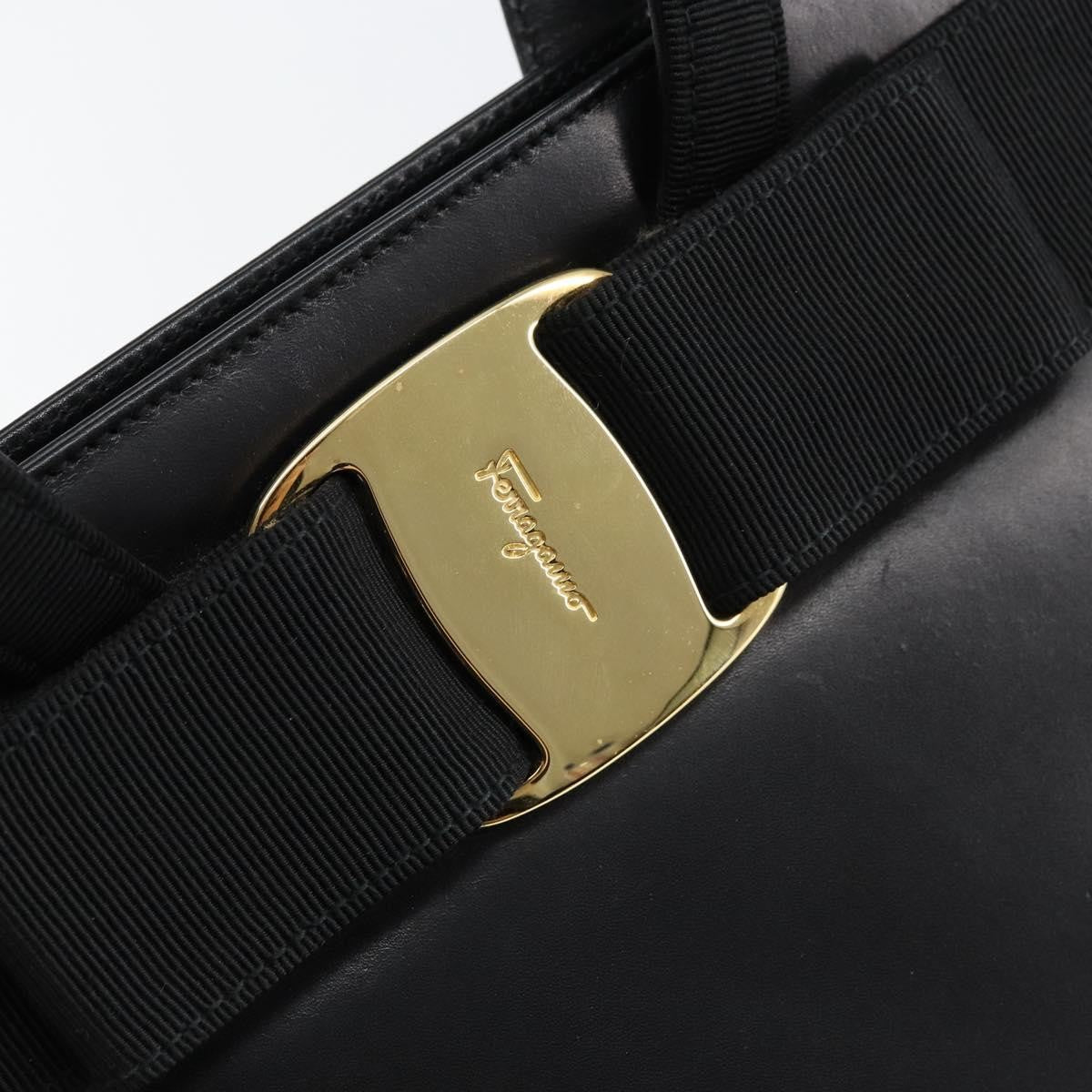 Salvatore Ferragamo Convertible Vara Bow Leather Black Leather Handbag (Pre-Owned)