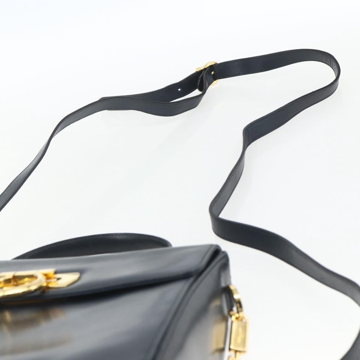 Salvatore Ferragamo Gancini Convertible Top Handle Leather Navy Leather Handbag (Pre-Owned)
