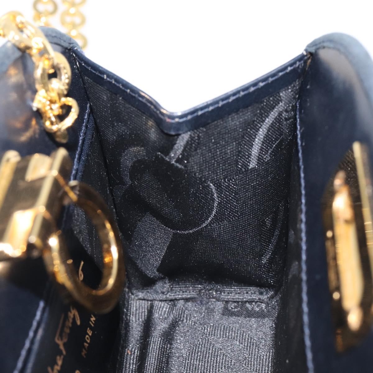 Salvatore Ferragamo Vintage Gancini Chain Suede Black Suede Shoulder Bag Bag (Pre-Owned)
